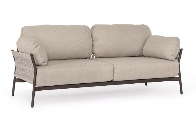 Nowoczesna sofa na taras aluminiowa konstrukcja antracyt / poduszki beżowe PARDIS bizzotto