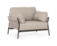 Fotel wypoczynkowy na taras aluminiowy konstrukcja antracyt / lina i poduszki beżowe Olefin PARDIS bizzotto