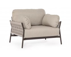 Fotel wypoczynkowy na taras aluminiowy konstrukcja antracyt / lina i poduszki beżowe Olefin PARDIS bizzotto