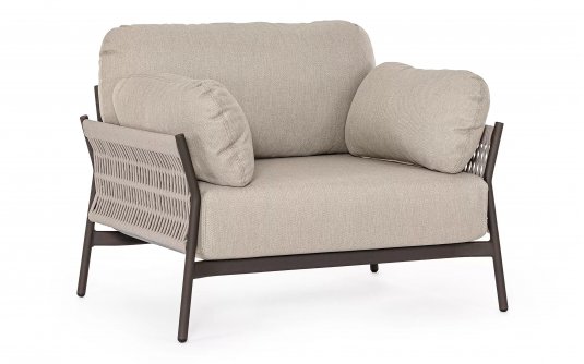 Fotel wypoczynkowy na taras aluminiowy konstrukcja antracyt / lina i poduszki beżowe Olefin PARDIS bizzotto Fotel wypoczynkowy na taras aluminiowy konstrukcja antracyt / lina i poduszki beżowe Olefin PARDIS bizzotto