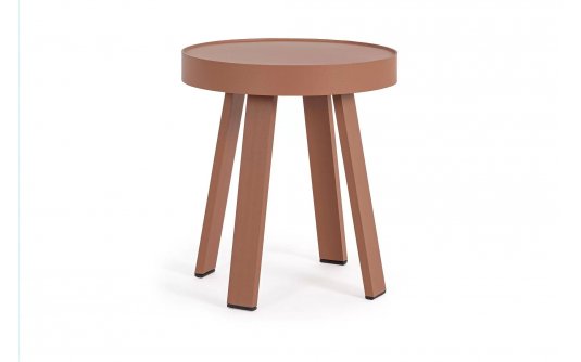 Różowoczerwony okrągły stolik ogrodowy aluminiowy śr. 41 SPYRO