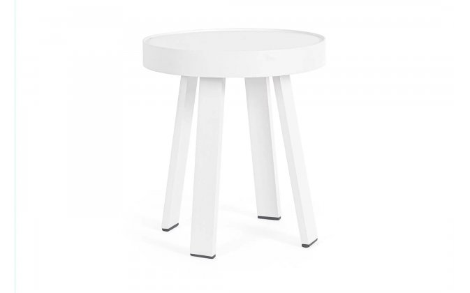 Biał okrągły stolik ogrodowy aluminiowy śr. 41 SPYRO