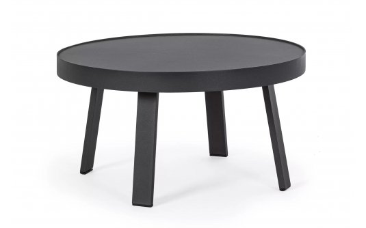 Ciemnoszary okrągły stolik ogrodowy śr. 71 cm aluminiowy SPYRO