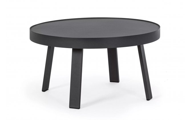 Ciemnoszary okrągły stolik ogrodowy śr. 71 cm aluminiowy SPYRO