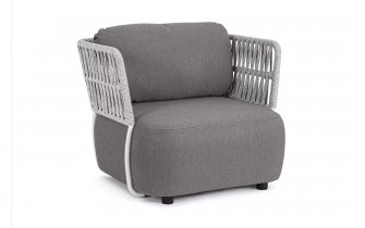 Biały ekskluzywny fotel  na taras grube poduszki PALMER bizzotto