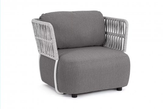 Biały ekskluzywny fotel  na taras grube poduszki PALMER bizzotto