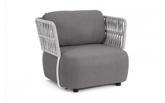 Biały ekskluzywny fotel  na taras grube poduszki PALMER bizzotto