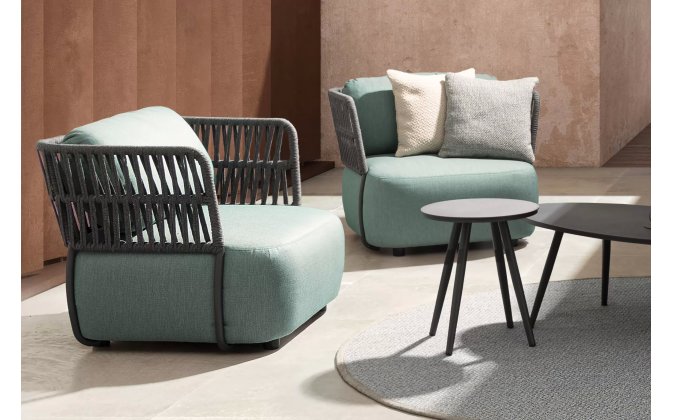 Zielony ekskluzywny fotel  na taras grube poduszki PALMER bizzotto