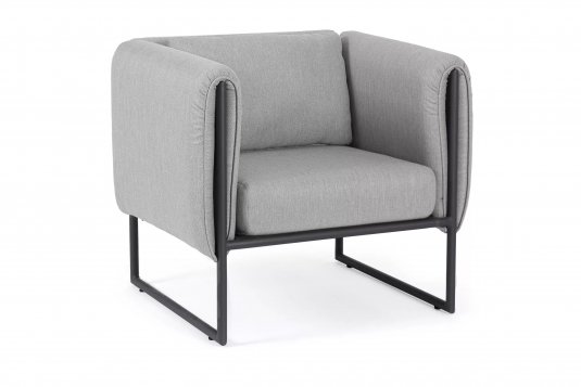 Szary nowoczesny fotel ogrodowy aluminiowy PIXEL bizzotto