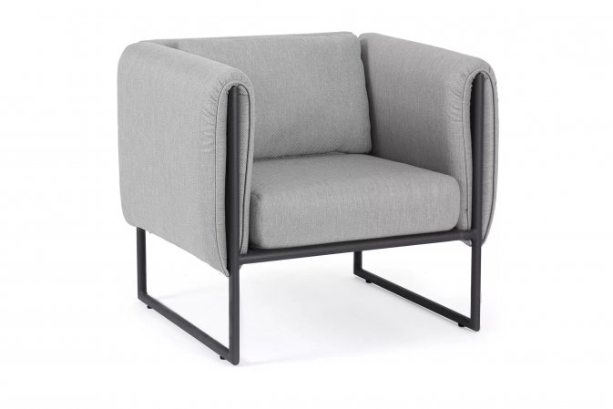 Szary nowoczesny fotel ogrodowy aluminiowy PIXEL bizzotto