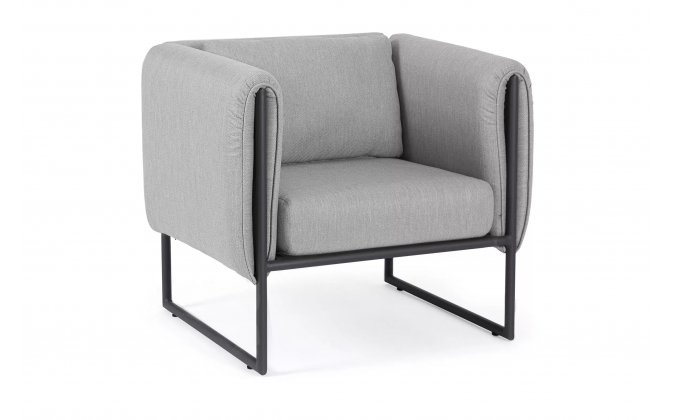 Szary nowoczesny fotel ogrodowy aluminiowy PIXEL bizzotto