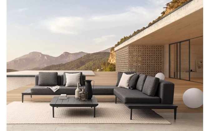 Szary zestaw narożnikowy nowoczesny na taras MATRIX bizzotto