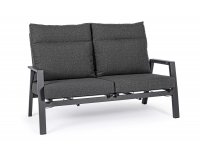 Szara sofa dwuosobowa z pochylanymi oparciami aluminiowa KLEDI bizzotto
