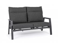 Szara sofa dwuosobowa z pochylanymi oparciami aluminiowa KLEDI bizzotto