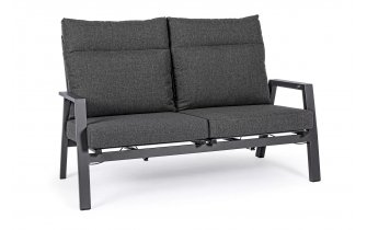 Szara sofa dwuosobowa z pochylanymi oparciami aluminiowa KLEDI bizzotto