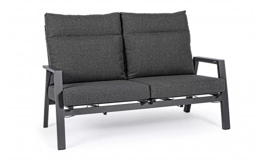 Szara sofa dwuosobowa z pochylanymi oparciami aluminiowa KLEDI bizzotto Szara sofa dwuosobowa z pochylanymi oparciami aluminiowa KLEDI bizzotto