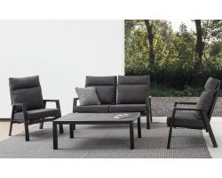 Szary komplet mebli na taras z aluminium z pochylanymi oparciami KLEDI bizzotto