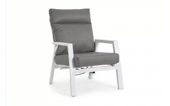 Biały fotel na taras z aluminium z pochylanymi oparciami KLEDI bizzotto