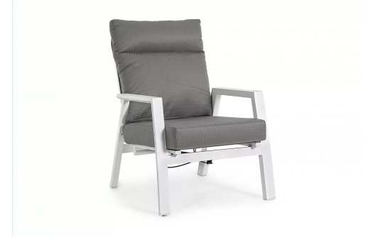 Biały fotel na taras z aluminium z pochylanymi oparciami KLEDI bizzotto