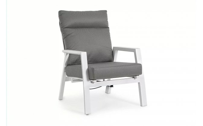 Biały fotel na taras z aluminium z pochylanymi oparciami KLEDI bizzotto