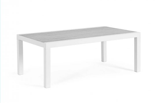 Stolik kawowy aluminium biały z blatem ceramicznym KLEDI bizzotto