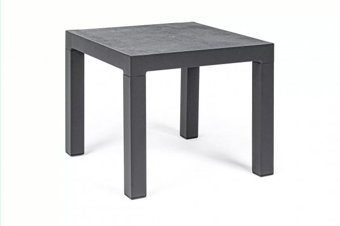 Kwadratowy stolik aluminiowy 50x50 antracyt blat ceramiczny KLEDI bizzotto