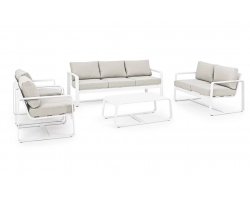 Biały komplet mebli z aluminium na taras MERRIGAN bizzotto