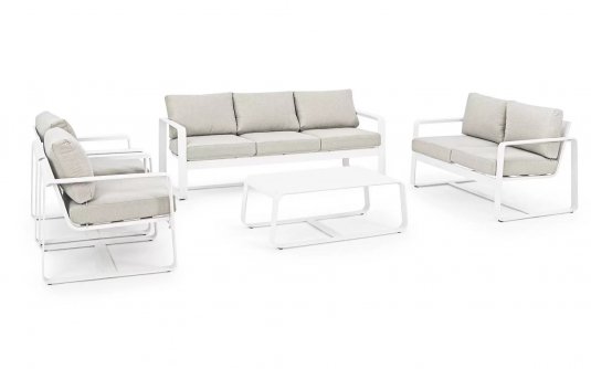 Biały komplet mebli z aluminium na taras MERRIGAN bizzotto Biały komplet mebli z aluminium na taras MERRIGAN bizzotto