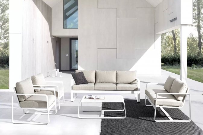 Biały komplet mebli z aluminium na taras MERRIGAN bizzotto