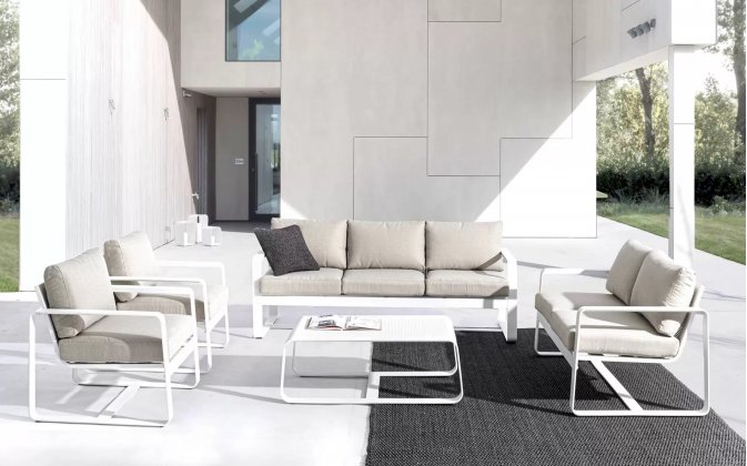 Biały komplet mebli z aluminium na taras MERRIGAN bizzotto