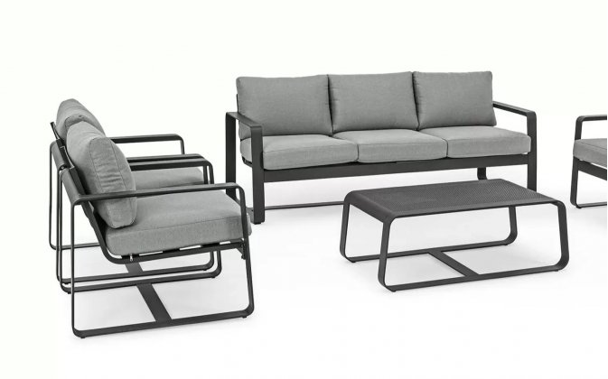 Komplet mebli wypoczynkowych szarych z aluminium do ogrodu MERRIGAN bizzotto