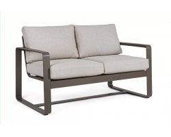 Sofa wypoczynkowa 2-osobowa brązowa z aluminium do ogrodu MERRIGAN bizzotto