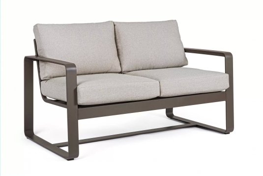 Sofa wypoczynkowa 2-osobowa brązowa z aluminium do ogrodu MERRIGAN bizzotto