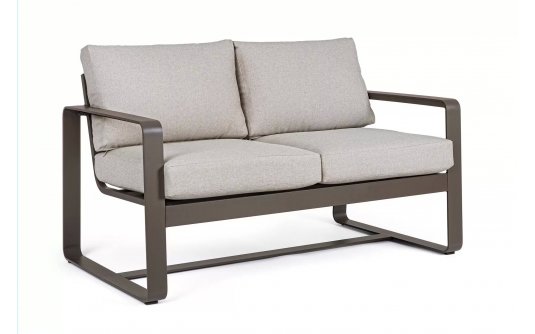 Sofa wypoczynkowa 2-osobowa brązowa z aluminium do ogrodu MERRIGAN bizzotto Sofa wypoczynkowa 2-osobowa brązowa z aluminium do ogrodu MERRIGAN bizzotto
