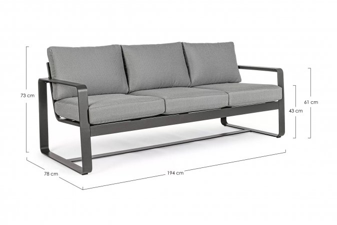 Sofa wypoczynkowa szara z aluminium do ogrodu MERRIGAN bizzotto