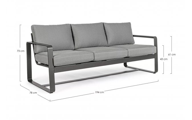 Sofa wypoczynkowa szara z aluminium do ogrodu MERRIGAN bizzotto
