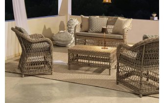 Stylowy komplet z technorattanu rustykalny beżowy JUPIER bizzotto