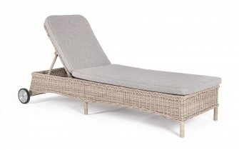 Leżak ogrodowy z kółkami stylowy z technorattanu beżowy JUPITER bizzotto