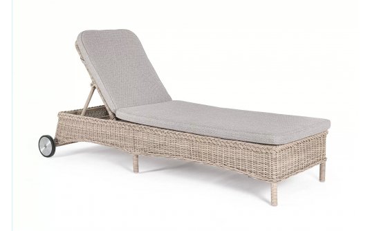 Leżak ogrodowy z kółkami stylowy z technorattanu beżowy JUPITER bizzotto Leżak ogrodowy z kółkami stylowy z technorattanu beżowy JUPITER bizzotto