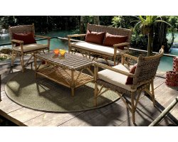 Komplet kawowy z rattanu do ogrodu zimowego TARIFA bizzotto