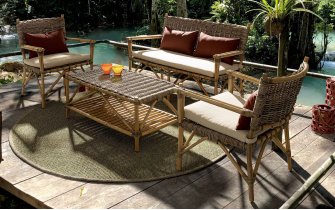 Komplet kawowy z rattanu do ogrodu zimowego TARIFA bizzotto