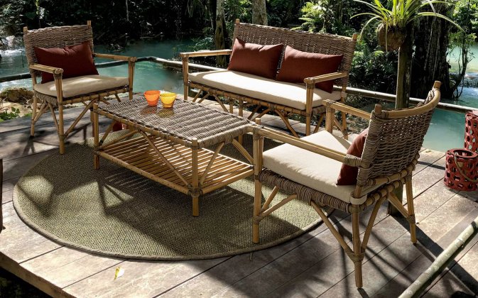 Komplet kawowy z rattanu do ogrodu zimowego TARIFA bizzotto