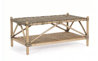 Stolik kawowy z rattanu z dolną półką TARIFA bizzotto