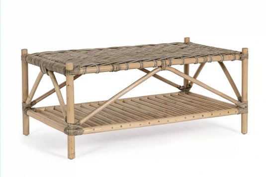 Stolik kawowy z rattanu z dolną półką TARIFA bizzotto