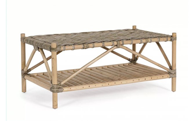 Stolik kawowy z rattanu z dolną półką TARIFA bizzotto