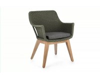 Oliwkowe krzesło obiadowe z podstawą teak i siedziskiem z liny polipropylenowej ALLISON bizzotto