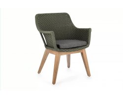 Oliwkowe krzesło obiadowe z podstawą teak i siedziskiem z liny polipropylenowej ALLISON bizzotto