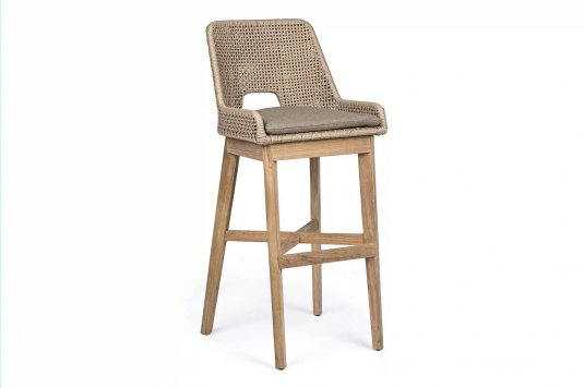 Hoker barowy z drewna teak beżowa lina polipropylenowa HESPERIA bizzotto