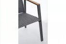 Antracytowe aluminiowe krzesło sztaplowane wstawki teak CAMERON bizzotto