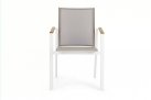 Białe aluminiowe krzesło sztaplowane wstawki teak CAMERON bizzotto